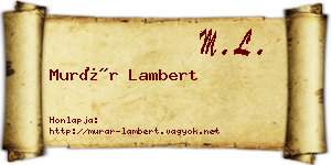 Murár Lambert névjegykártya